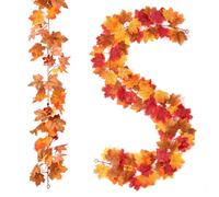 2 Pack Fall Garland Maple Leaf, Hanging Vine 5.6Ft/Piece Multi Colors