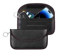 2 Pack Faraday Bags for Key Fob Cell Phone, 8.3x4.3in Faraday Pouch Car Keys RFID Signal Blocking Holder, Waterproof Keyless Entry Blocker Protector, Anti-Theft Security Cage Case, Carbon Fiber