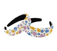 2 Pack Fashion Head Wrap, Colorful Ditsy Flower Pattern Wide Top Turban Velvet Hair Bands, Hair Head Bands Elastic Headband for Women, 2 Size