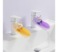 2 Pack Faucet Extender for Toddlers, Silicone Faucet Extender, Easy Install Sink Spout Extender for Kids Hand Washing Fits Standard and Gooseneck Faucet (Purple & Yellow)
