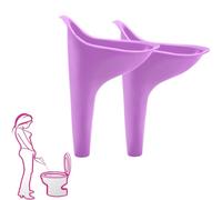 2 Pack Female Urinal Travel Funnel Silicone Urination Device Flexible and Reusable Recyclable Small & Light Weight Urination Allows Women to Pee Standing Up for Travel, Outdoor, Camping, Car(Purple)