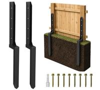 2 Pack Fence Post Repair Kit, Heavy Duty One-Piece Steel Fence Post Repair Stakes, No-Dig Ground Spike Anchors for Leaning, Broken or Rotted Wooden Fence Posts