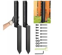 2 Pack Fence Post Repair Spike, Heavy Duty Steel Fence Post Support & Kit | 31.5"Metal Ground Stakes for Repair Tilted or Broken Wooden Fence Posts, Rustproof H-Shape Steel for Garden Yard Gate Repairs