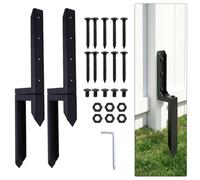 2 Pack Fence Post Repair Stakes, Heavy Duty Ground Spikes for Wooden Posts | 80cm/31.5" Black Metal Support Brackets to Fix Leaning Broken Rotting Fences, No Dig Installation Kit for Garden Decking