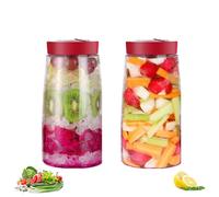 2 Pack Fermentation Jars with Air Release Valve, 2.2 Liters Kimchi Glass Container, Fermenting Jar with 1 Way Airlock, Mason Jars for Making Kefir, Pickle, Sauerkraut, Kombucha, Sourdough Starter(Red)