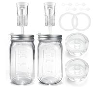 2 Pack Fermentation Kit, 32 oz Fermentation Jars with Upgraded Stainless Steel Fermentation Lids and Glass Weights, Complete Fermenting Kit for Making and Storing Sauerkraut（Pack of 2）