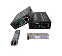 2 Pack Fiber Ethernet Media Converter, Gigabit SFP to RJ45 Converter Includes 2 Pcs 1.25G Multi-Mode SFP Transceiver, Fiber to Ethernet with 1000BASE-SX SFP to LC Module (MMF,850nm, Up to 550 Meters)