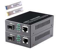 2 Pack Fiber Transceiver, 1.25G/s Bidi Gigabit Single-Mode Fiber Ethernet Media Converter with 2PCS Bidi SFP LC Module Included, 10/100/1000Base-Tx to 1000Base-SX SMF RJ45 to SFP Slot up to 30KM