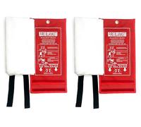 2 Pack Fiberglass Fire Blanket 39.3×39.3 Inches Emergency Fire Blanket for Kitchen, Quick Unfolding, Fibreglass Fire Blankets with Loops, Flame Retardant Fire Blanket for Home, Office, Caravan, School