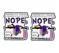 2 Pack Fibromyalgia Warrior Enamel Pins, Funny Slumped Bird "I'm Pretty Tough" Design with Awareness Ribbon, Durable Alloy Badge for Chronic Fatigue & Invisible Illness Support Gift