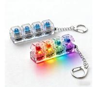 2 Pack Fidget Keychain Keyboard, Mini 4-Key Clicker with Colourful Lights, Portable Stress & Sensory Relief Toy, for Office School Home Travel, Gift for Men Women Kids Adults