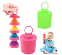 2 Pack Fidget Toys for Kids, Sensory Toys for Autism, Transformable and Spining Fidget Blox Pop Tubes, ADHD Toys for Toddlers, Extend Retract Up Down for Gift for Adults & Kids! (Pink, Green Circular