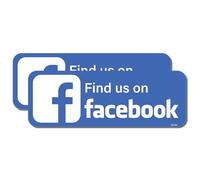 2 Pack - FIND US ON Facebook 14cm Or 20cm Self Adhesive Stickers - Work Van Shop Office Sign Graphics Advertising Sign Writing Decal Blue (20cm x 7cm)