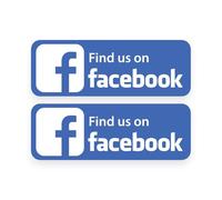 2 Pack - FIND US ON Facebook 14cm Or 20cm Self Adhesive Stickers - Work Van Shop Office Sign Graphics Advertising Sign Writing Decal Blue (14cm x 5cm)