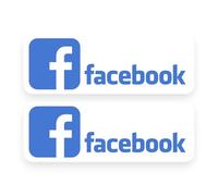 2 Pack - FIND US ON Facebook 14cm Or 20cm Self Adhesive Stickers - Work Van Shop Office Sign Graphics Advertising Sign Writing Decal White (20cm x 7cm)