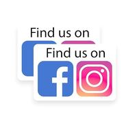 2 Pack - FIND US ON Facebook & Instagram 12cm Or 18cm Self Adhesive Stickers - Work Van Shop Office Sign Graphics Advertising Sign Writing Decal White (12cm x 8cm)