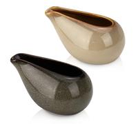 2 Pack Fine Porcelain Gravy Boat, 3.5Oz/100 ml Small Ceramic Creamer Container with Spout, Coffee Sauce Milk Pitcher Set for Breakfast Restaurant Home Salad Dressing (Style A)