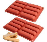 2 Pack Finger Biscuit Silicone Moulds, 8 Cavity Non-Stick Cereal Bar Baking Tray for Homemade Protein Bars, Chocolate Candy, Bread Muffin, Soap & Resin - Reusable Flexible Mould for Kitchen, Snacks