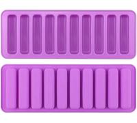 2 Pack Finger Shape Silicone Molds | 10-Cavity Long Strips Chocolate Bar Mould, Biscuit & Ice Cube Tray | Food-Grade Non-Stick Bakeware for Chocolate, Cereal, Dog Treats, Crayons
