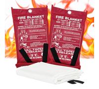 2 Pack Fire Blanket,1.8M x 1.2M &1M x 1M Fiberglass Fire Guard Emergency Blanket,Survival Blanket Fire Suppression Welding Blanket for Car,Office, School,Warehouse,Caravan,Garage,Fireproof Mat