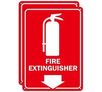 2 Pack Fire Extinguisher Sign, 10 x 7 Inches Rust Free Aluminum Reflective, Fire Extinguisher with Down Arrow, UV Protected, Waterproof, Easy to Mount