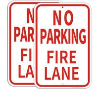 2 Pack Fire Lane No Parking Signs -12" x 18" Aluminum No Parking Fire Lane Sign for Business, With Reflective Overlay, Rust Free, Weather Resistant- Easy to install