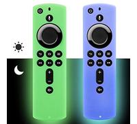 [2 Pack] Firestick Remote Cover Case (Glow in the Dark) Compatible with Fire TV Stick 4K 2018 Released Alexa Voice Remote Control (Green & Sky Blue)