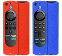 [2 Pack] Firetv Remote Cover Compatible with Fire TV Stick 4K / Firestick (3rd Gen) / Fire Stick Lite Alexa Voice Remote 3rd with Lanyard (Red & Blue) (NOT for Firestick HD / 4K 2nd 2024)