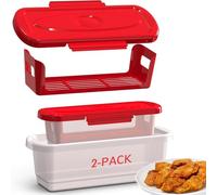 2-Pack Fish Batter Shaker, Batter Breader Shaker Bowl With Breading Shakers Tray, Batters Bowl With Lids Shakers For Frying Chicken Wings Fish Onion Rings Veggies