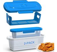 2-Pack Fish Batter Shaker, Batter Breader Shaker Bowl With Breading Shakers Tray, Batters Bowl With Lids Shakers For Frying Chicken Wings Fish Onion Rings Veggies