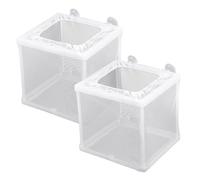 2 Pack Fish Incubator Mesh Box Aquarium, 6.3" x 5.51" x 5.91" Breeder Box for Fish Tank White Nylon Mesh Fishes Breeder Box for Aquarium Juvenile Fishes Separation Net Fry Hatchery with Suction Cups