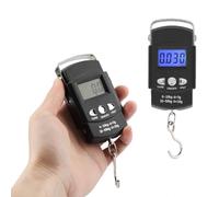 2 Pack Fish Scales,50kg/10g Portable Electronic Digital Weight Scale,Fishing Scale with Tape Measure Hook Backlit Lcd Display,Hanging Hand Travel Luggage Scale,Black