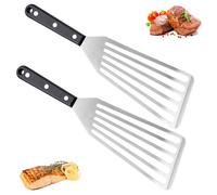 2 Pack Fish Slice Spatula, Metal Fish Slice, Stainless Steel Fish Turner for Non Stick Pans, Flexible Kitchen Utensil for Flipping Fish, Eggs, Pancakes
