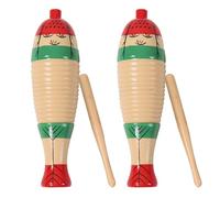 2 Pack Fish Style Guiro Instrument, Latin Percussion Musical Instruments Wood Guiro Colorful Hand Percussion Instrument with Rhythm Sticks