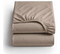 2-Pack Fitted Sheet Queen, Pure Cotton Percale Weave Fitted Bottom Sheets Queen Size, Ultra Soft & Breathable, 16" Deep Pocket Percale Cotton Fitted Sheet Queen, Taupe