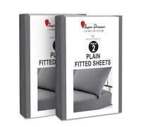 2 Pack Fitted Sheet Single - Deep Pocket 25cm - Microfiber Bed Sheet (91x193 cm) - Wrinkle & Fade Resistant - Elastic Corners - Breathable & Easycare Bottom Sheet - Charcoal