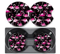 2 Pack Flamingo Car Coasters for Cup Holder,Neoprene Anti Slip Mat