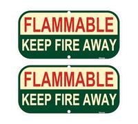 2 Pack FLAMMABLE KEEP FIRE AWAY Signs 12 x6 inches Metal Reflective Rust Aluminum UV Protected Waterproof Sturdy Easy Mounting