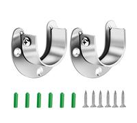 2 Pack Flange Rod Holder, Closet Rod Bracket End Supports Sockets Stainless Steel Pole Sockets for Wardrobe Shower Curtain (28mm/1.1 inch)