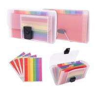 2 Pack Flash Card Holder Rainbow 13 Pockets A6 Accordian File Organiser for Cards, Coupons, Receipt, Tax Item, Mini Ticket Expanding Folders, Expandable Portable Folder