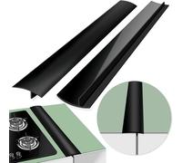 2 Pack Flexible Kitchen Stove Gap Covers, Silicone Gap Fillers Between Counter and Stovetop,Washer, Oven, Dryer, Easy to Wipe, Food grade silicone material (Black,21in)