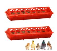 2-Pack Flip-Top Chick Feeder 16 Ports, No Waste Spill-Proof Poultry Trough