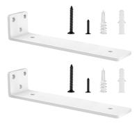 2 Pack Floating Shelf Brackets 12in, Heavy Duty Wall Mounted Shelf Brackets, L-Shaped Metal Shelf Support for Floating Shelves | Home Storage (White)
