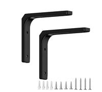 2 Pack Floating Shelf Brackets, L Wall Shelf Bracket, Decorative Brackets for Shelves for Shelves Support DIY with Screws(Black,20cm/7.8in)
