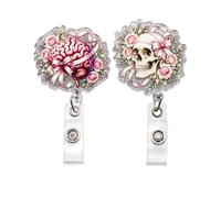 2-Pack Floral Anatomy Organ Retractable Badge Reel for Nurse, Set A