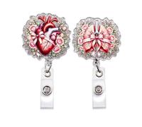 2-Pack Floral Anatomy Organ Retractable Badge Reel for Nurse, Set B