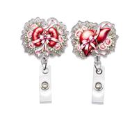 2-Pack Floral Anatomy Organ Retractable Badge Reel for Nurse, Set D
