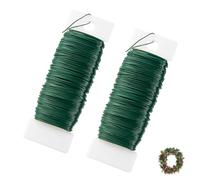2 Pack Florist Wire,Green Floral Wire for Christmas Wreath Making Supplies, 100 m*0.35 mm Craft Wire for Jewellery Making DIY Jewelry Crochet Flower Arrangements Wedding Garland Bouquets (Green)