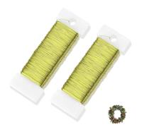 2 Pack Florist Wire,Green Floral Wire for Christmas Wreath Making Supplies, 100 m*0.35 mm Craft Wire for Jewellery Making DIY Jewelry Crochet Flower Arrangements Wedding Garland Bouquets (Gold)
