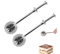 2 Pack Flour Sifter, 304 Stainless Steel Small Strainer Fine Flour Duster for Baking One Handed Operation Baking Sifters for Baking, Sifting Sugar, Flour, Spices and Tea Strainers(Double-Sided Leak)